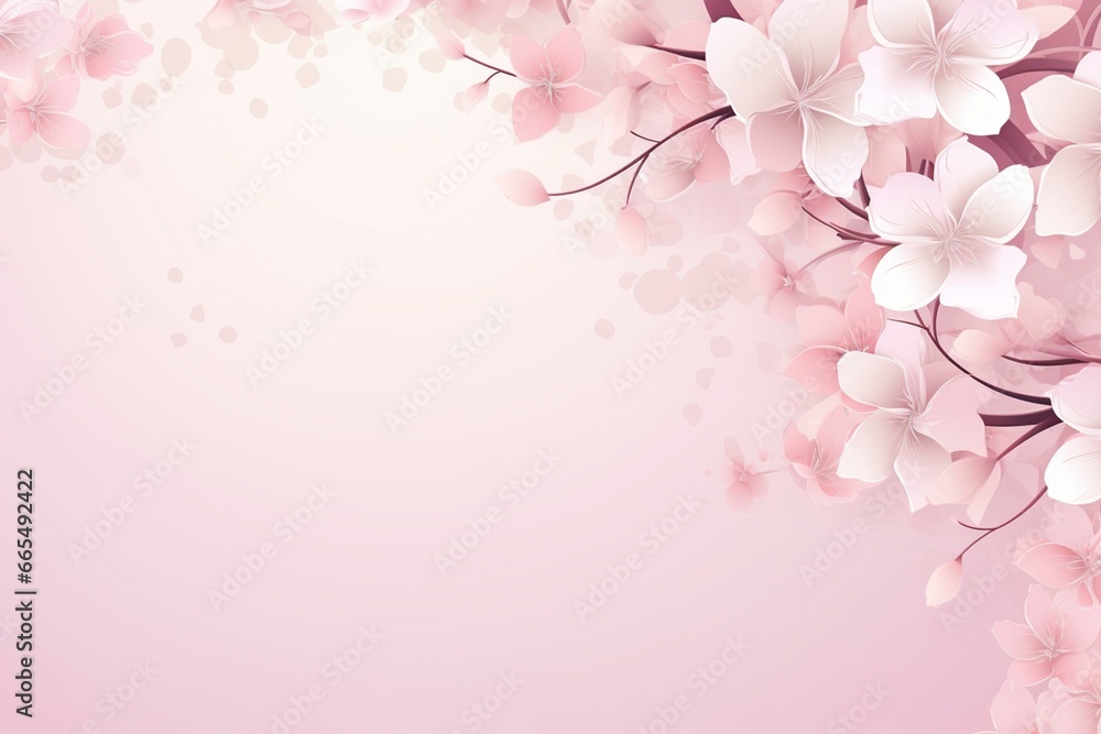 Lovely pale pink floral background with empty area. Generative AI Lovely pale pink floral background with empty area. Generative AI
