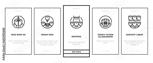 dental procedure clinic onboarding mobile vector dentistry doctor, dentist implant, care tooth, health oral, treatment, medical dental procedure clinic illustrations