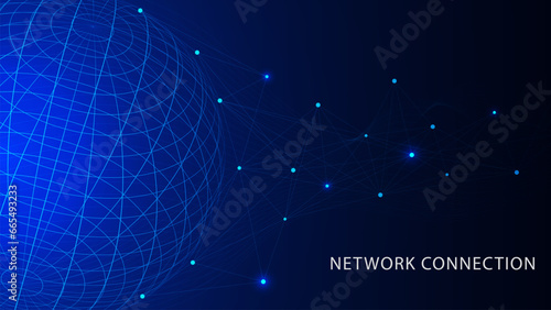 Global network connection with world and connecting dots and lines. Global business, social networking and communication technology concept background.