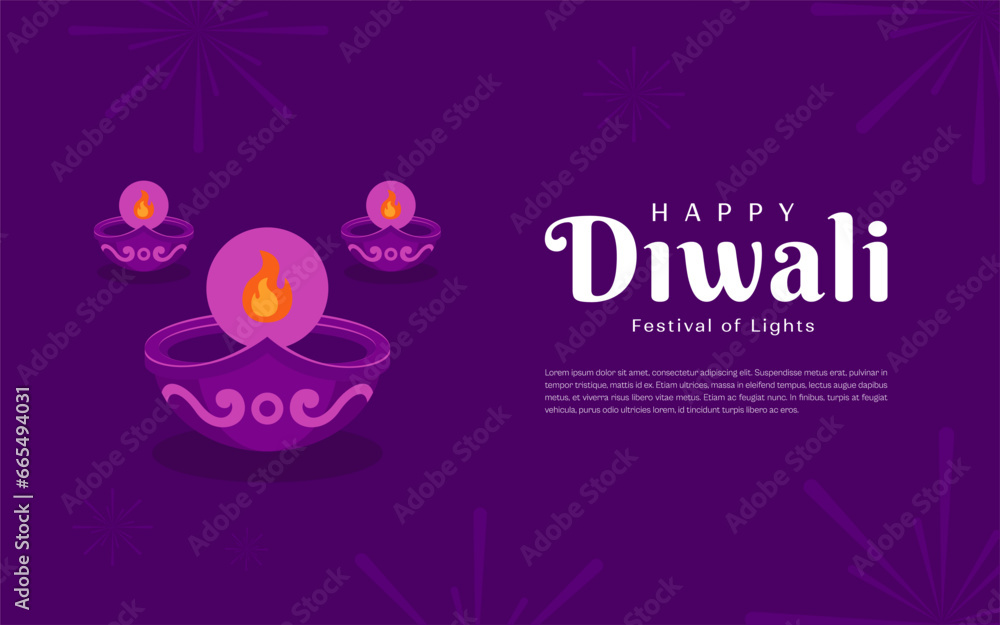 Naklejka premium Flat background for diwali festival celebration banner