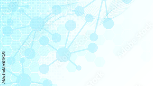 Abstract hexagon shapes with molecular structure for medical, chemistry and science concept background.