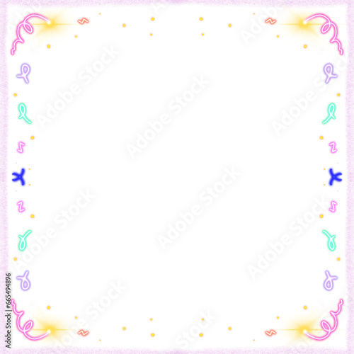 Colorful frame with neon sparkles