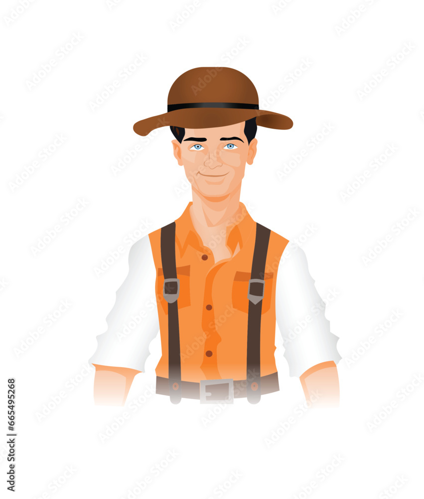 USA farmer with cowboy's hat vector illustration USA farmer with cowboy's hat vector illustration