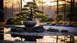 Japanese zen garden. Generative Ai.
