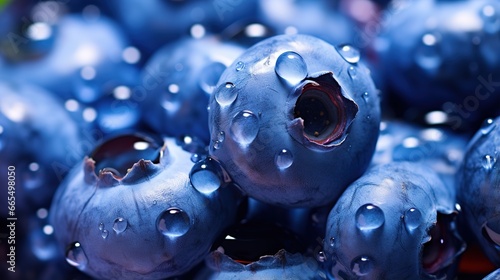 water drops on blueberries