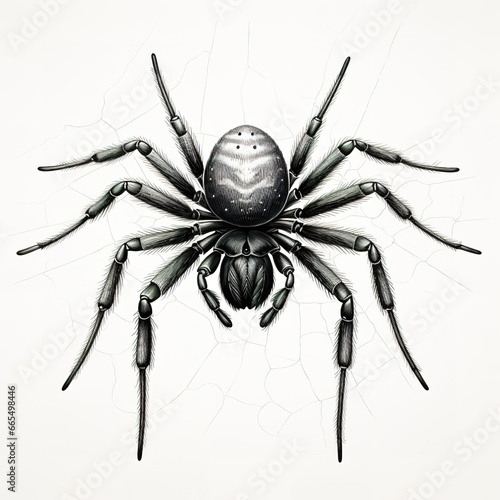 illustration of a spider in black and white 