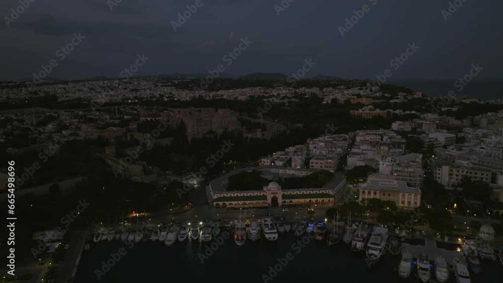 Rhodes island at first light early morning aerial view Rhodes island at first light early morning aerial view