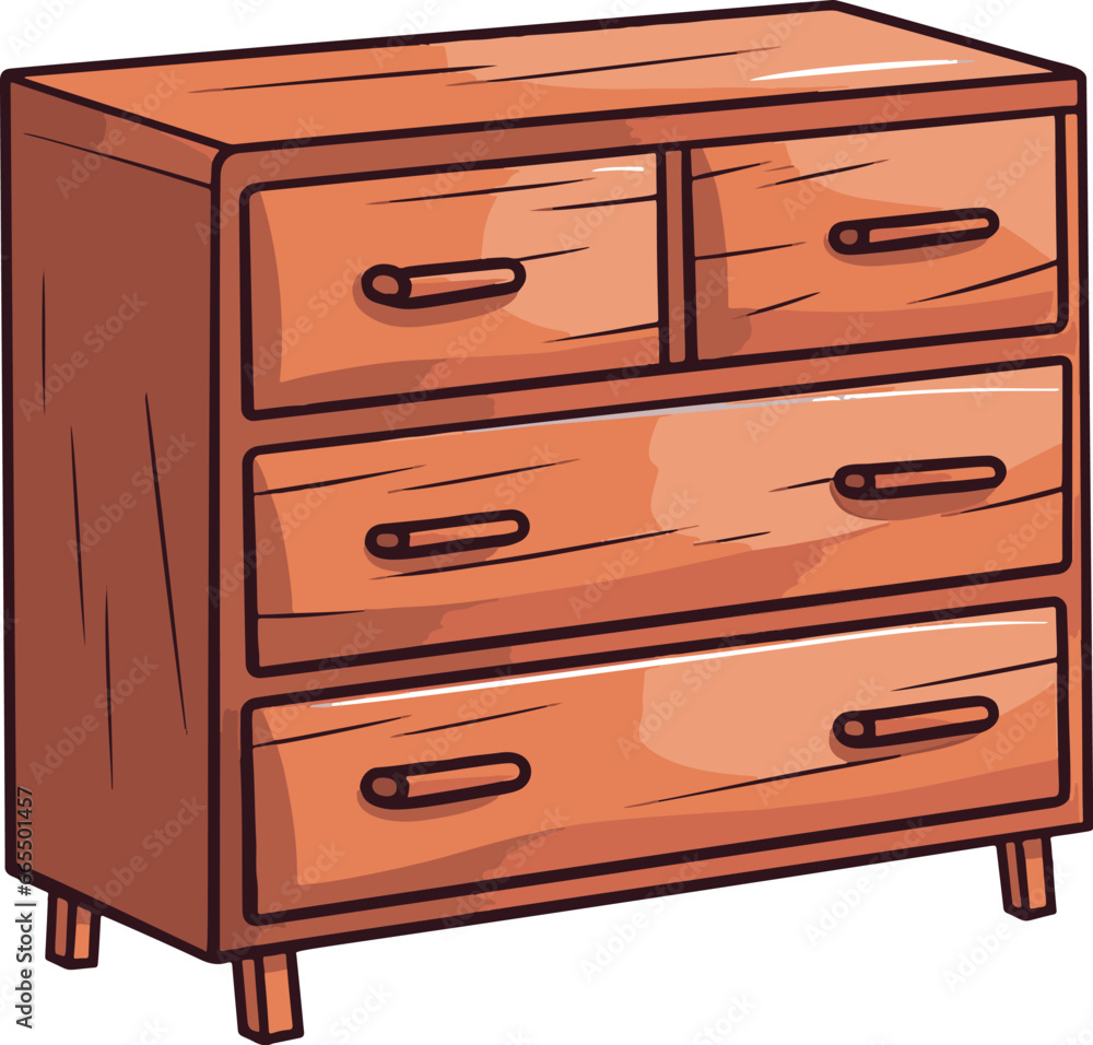 Minimalistic vector image of a dresser, rendered in a simple, flat color scheme with a touch of comic styling. Minimalistic vector image of a dresser, rendered in a simple, flat color scheme with a touch of comic styling.