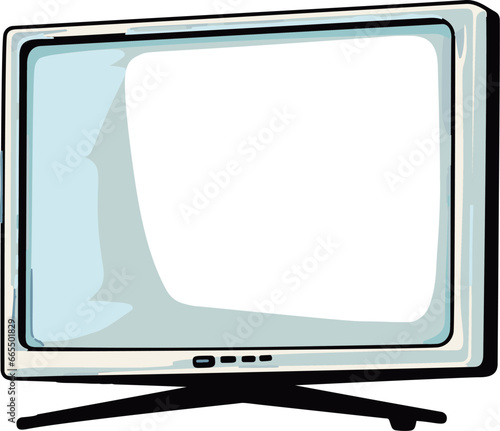 A sleek, comic-style flatscreen TV featuring minimalistic, flat colors in a simple, vector design.