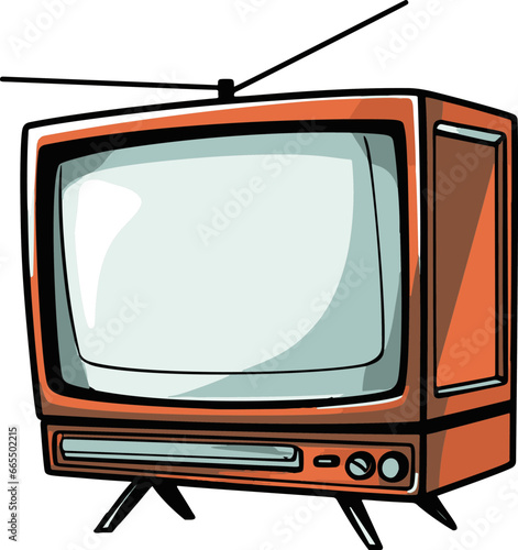 Minimalistic vector illustration of a flat-screen TV, depicting a comic-style design with simple flat colors.