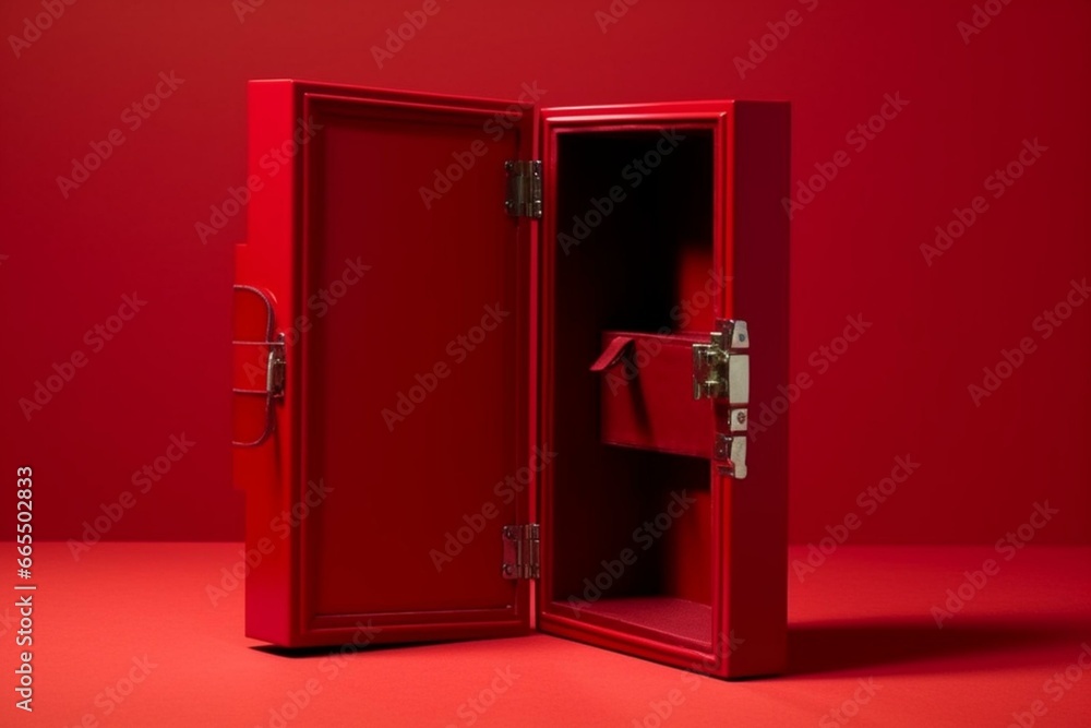 Empty crimson box, showcasing both open and closed states from the ...