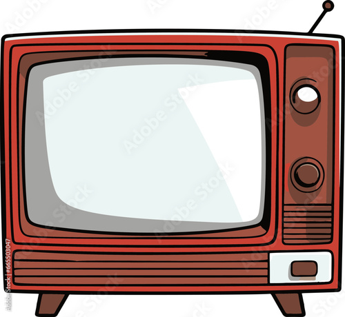 A minimalist, comic-style vector image featuring a simple, flat-colored flatscreen TV.