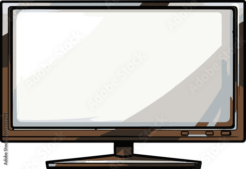 Minimalistic vector illustration of a simple, comic-style flatscreen TV with vibrant and flat colors.
