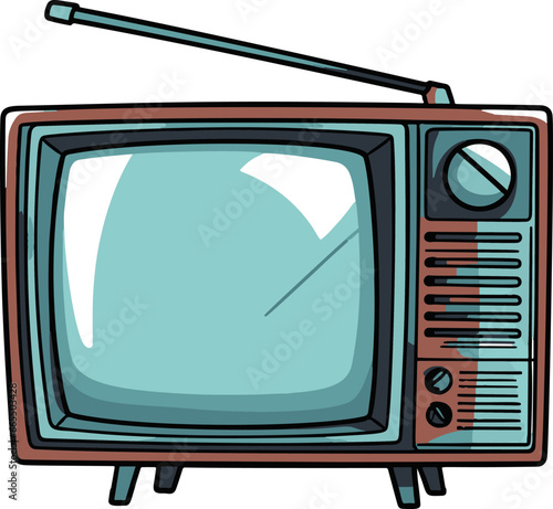 Minimalistic vector image of a simple flatscreen TV, showcasing a comic-inspired style with vibrant flat colors.