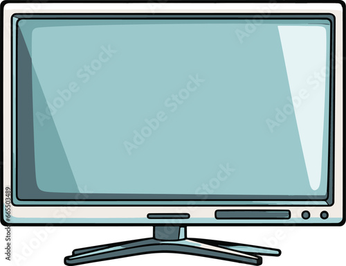 Minimalistic vector illustration showcasing a simple, comic-style flatscreen TV with vibrant, flat colors.