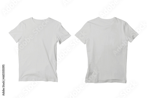 Blank Ash Grey Isolated Unisex Crew Neck Short Sleeve T-Shirt Front and Back View Mockup Template