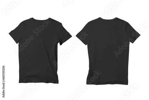 Blank Brown Isolated Unisex Crew Neck Short Sleeve T-Shirt Front and Back View Mockup Template photo