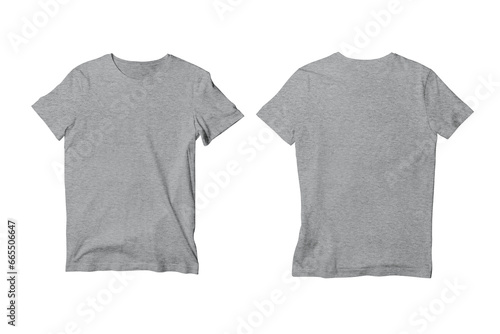 Heather Grey Unisex Crew Neck Short Sleeve T-Shirt Front and Back View Mockup Template
