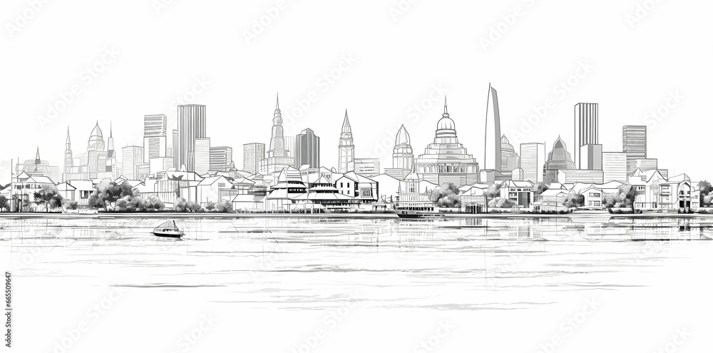 Fototapeta premium line drawing Bangkok City