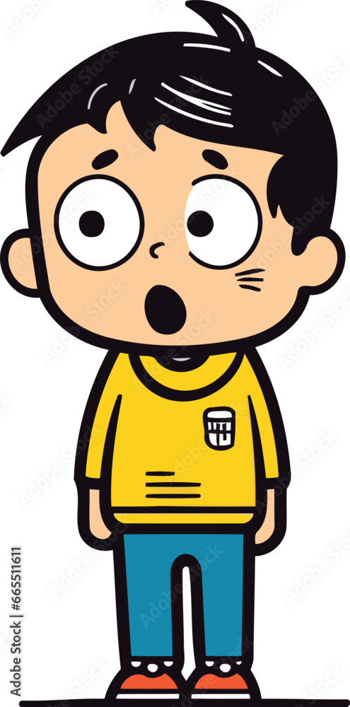 Surprised boy with big eyes. Vector illustration in cartoon style Surprised boy with big eyes. Vector illustration in cartoon style
