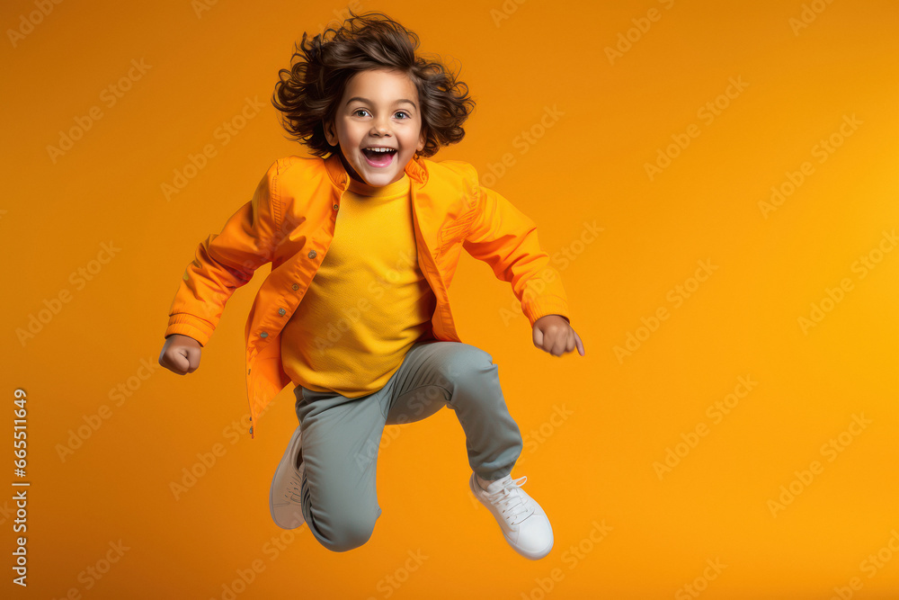 happy indian little boy jumping in the air - obrazy, fototapety, plakaty 