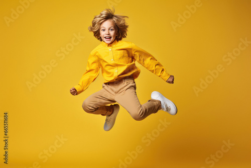 happy indian little boy jumping in the air