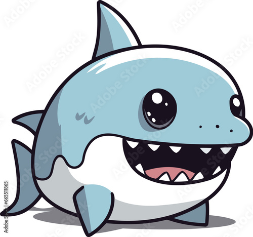 Shark character cartoon vector illustration. Cute shark mascot design.
