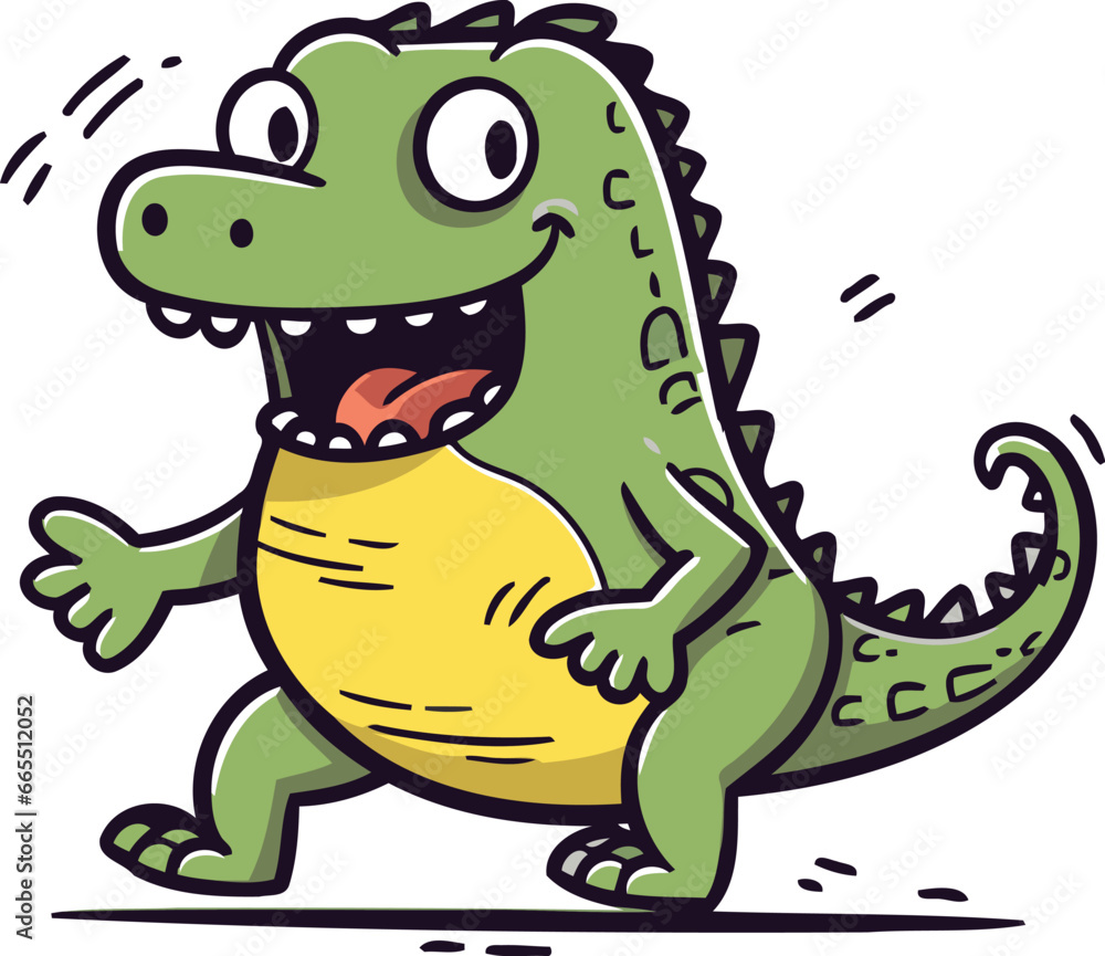 Fototapeta premium Cartoon crocodile. Vector illustration. Cute crocodile.