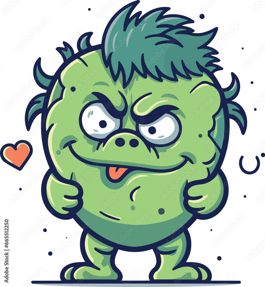Fototapeta premium Zombie cartoon character. Halloween vector illustration. Cute monster.