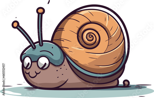Cute cartoon snail isolated on a white background. Vector illustration.