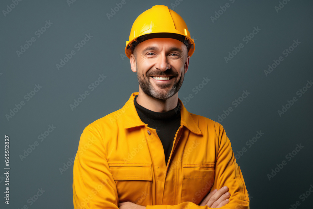 happy indian construction site manager