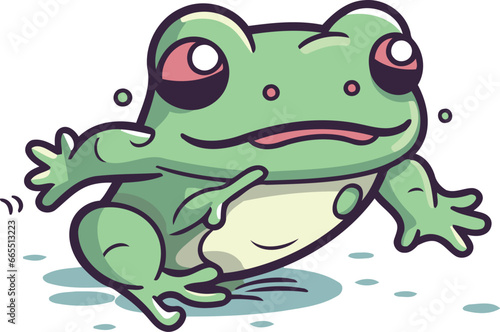 Frog cartoon. Vector illustration. Isolated on white background.