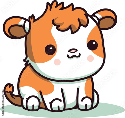 Cute cartoon cow isolated on a white background. Vector illustration.