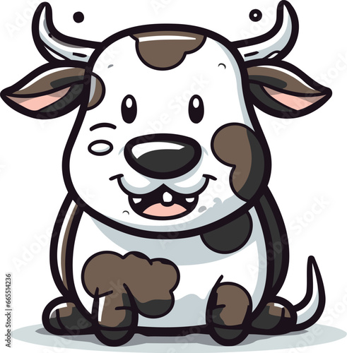 Cute Cow Cartoon Mascot Character Vector Illustration EPS10