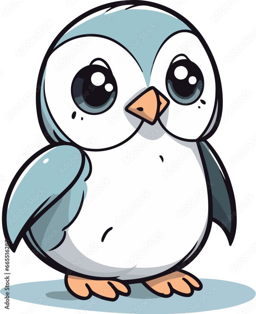 Cute cartoon penguin. Vector illustration isolated on white background. Cute cartoon penguin. Vector illustration isolated on white background.