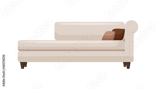 Sofa Furniture. Interior item for a cozy isolated interior. Designer trendy furniture. Vector illustration of living room furniture in mid century modern style.