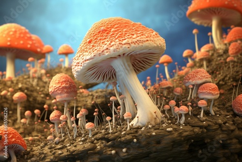 3D illustration of fungi that cause dermatophyte infections. Generative AI photo