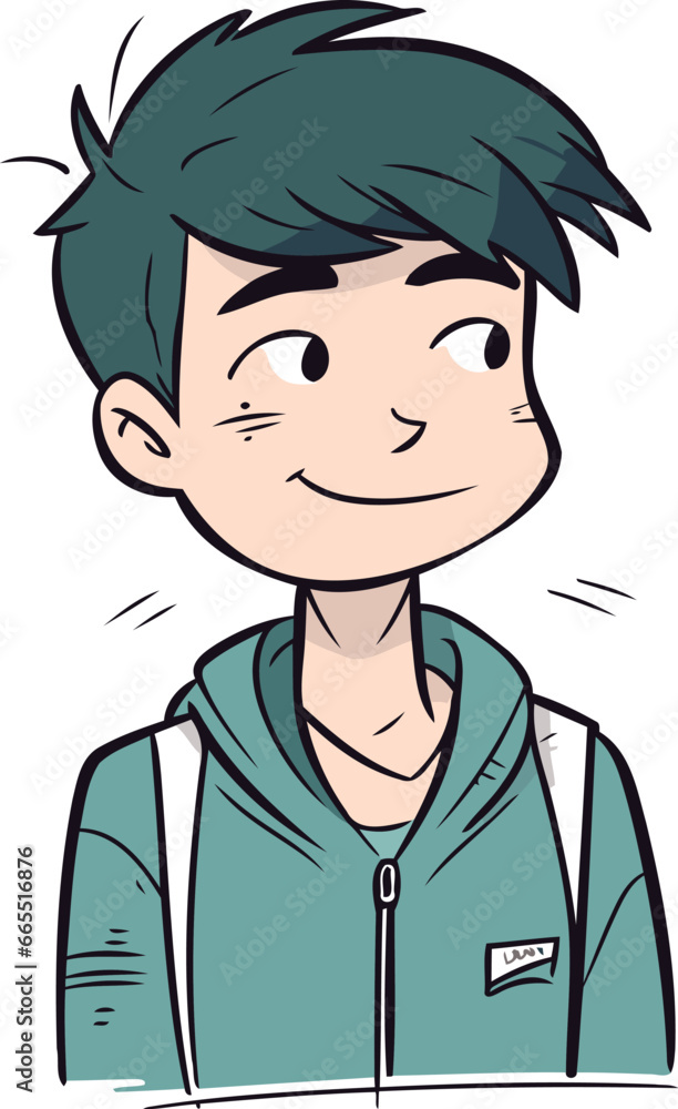 Vector illustration of a boy in a green jacket on white background. Vector illustration of a boy in a green jacket on white background.