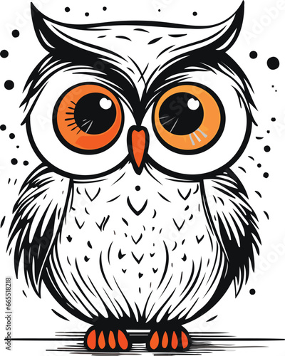 Fototapeta Naklejka Na Ścianę i Meble -  Owl vector illustration on white background. Cute cartoon owl.