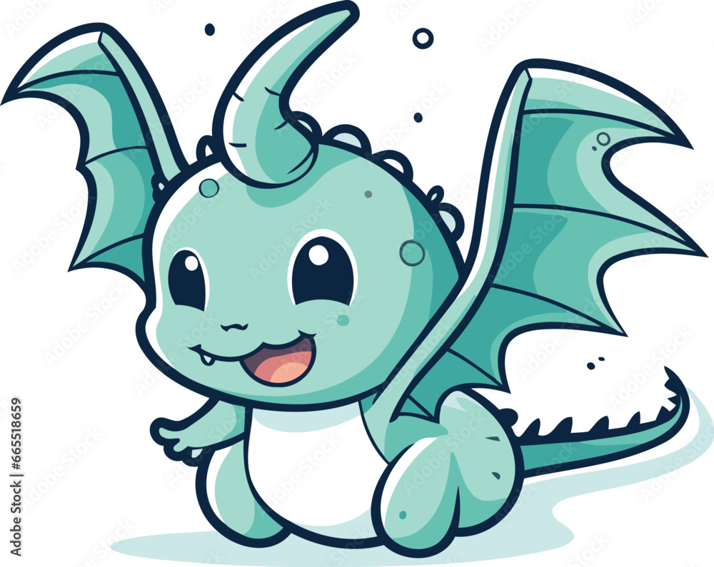Cute cartoon dragon. Vector illustration isolated on a white background. Cute cartoon dragon. Vector illustration isolated on a white background.