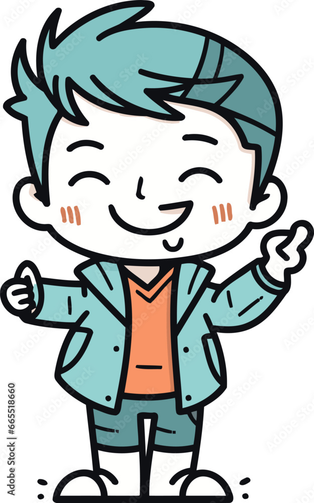 Boy Wearing Jacket Smiling and Showing Thumbs Up Vector Illustration Boy Wearing Jacket Smiling and Showing Thumbs Up Vector Illustration