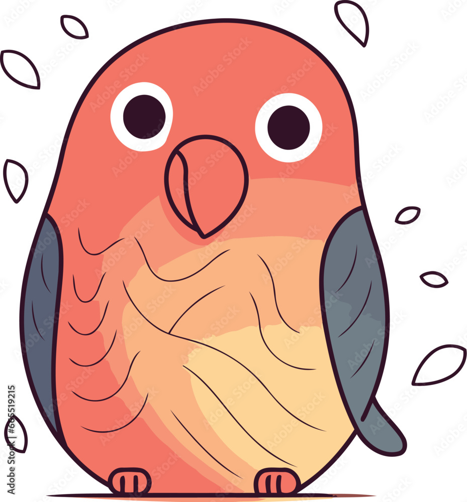 Obraz premium Cute cartoon parrot. Vector illustration isolated on white background.