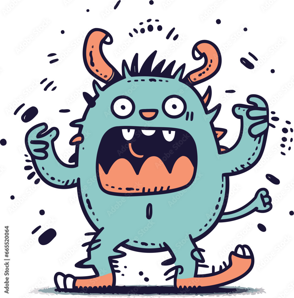 Funny cartoon monster. Vector illustration. Isolated on white background. Funny cartoon monster. Vector illustration. Isolated on white background.