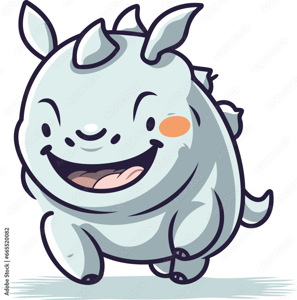 Fototapeta premium Cute Rhinoceros Cartoon Mascot Character Vector Illustration