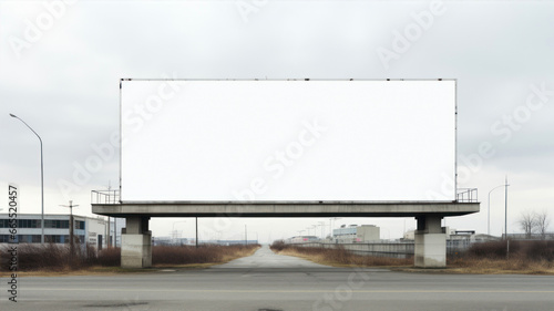 Blank billboard on the road with sky background.
