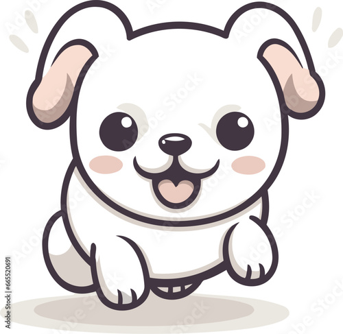 Cute cartoon dog. Vector illustration. Isolated on white background.