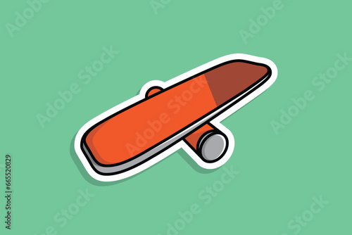 Wooden Balance Board Sticker vector illustration. Sport object icon concept. Balanced and unbalanced, equal and unequal weightiness board sticker vector design.