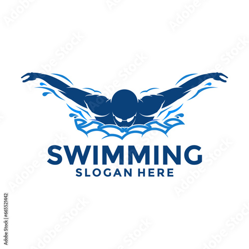 swimming logo icon vector, Swim logo design template