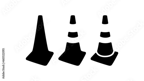 safety cone, black isolated silhouette set