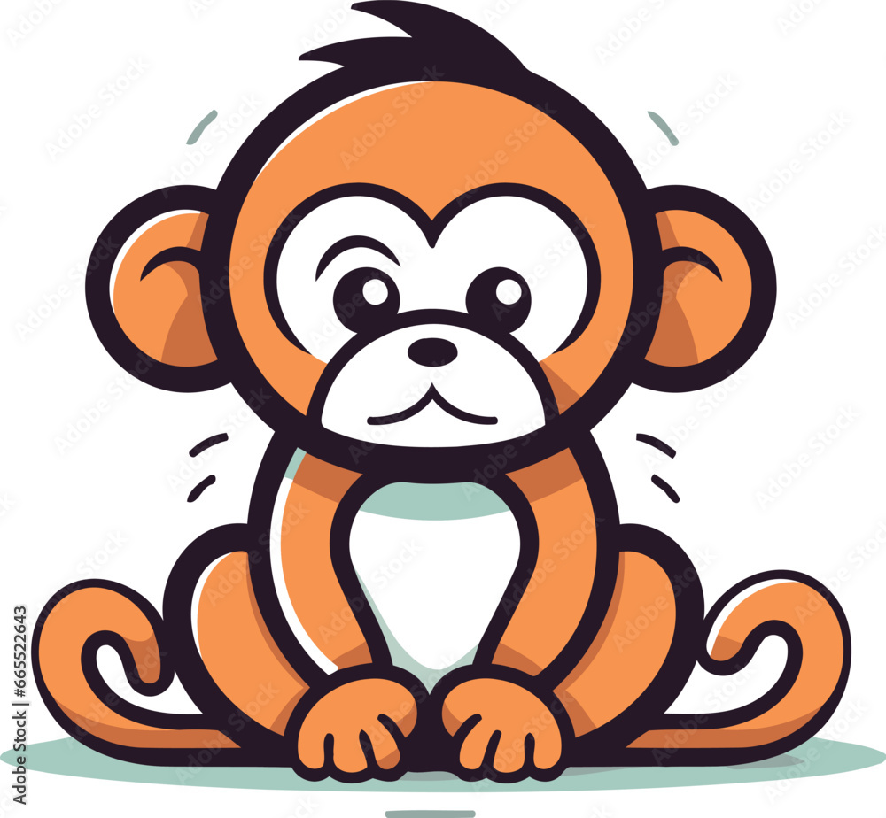 Obraz premium Cute monkey. Vector illustration. Isolated on white background.